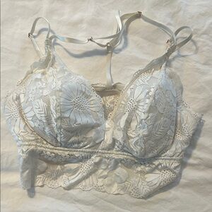 Aerie Floral Lace Bralette in White